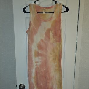 MTS Orange and Pink Sleeveless Sheath Maxi Dress